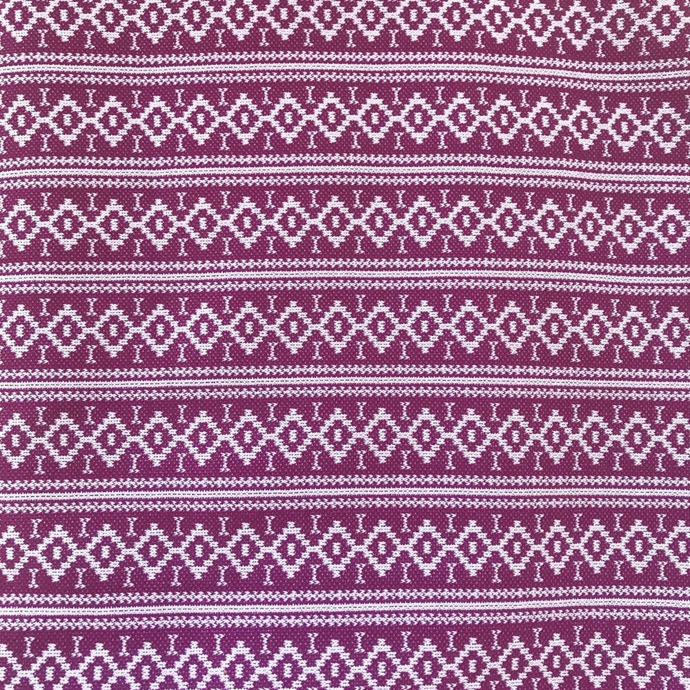 1970s fabric, double knit, burgundy and white, 70” x 62”